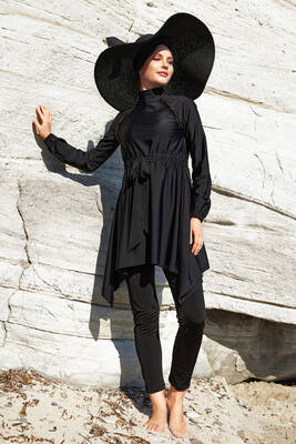 Adasea - Tasarım Likralı Tam Kapalı Tesettür Mayo Belında 1124 Siyah Adasea - Tasarım Likralı Tam Kapalı Tesettür Mayo Belında 1124 Siyah