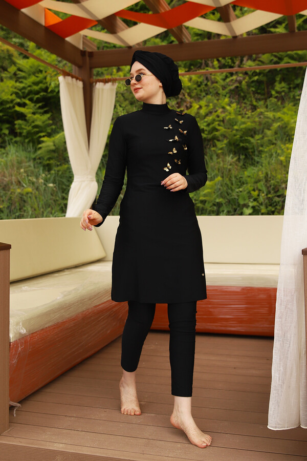 Tasarım Likralı Tam Kapalı Tesettür Mayo Remsa Mayo Kelebek Etkisi R008 - Thumbnail