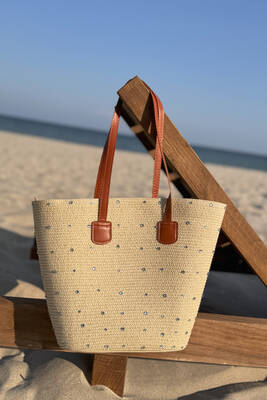 Remsa Mayo - Taşlı Hasır Çanta Plaj Çantası 2006 Bej (1) Remsa Mayo - Taşlı Hasır Çanta Plaj Çantası 2006 Bej (1)