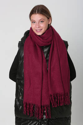Remsa - Tasseled Bouclé Scarf Shawl 40x210 cm 1257 Burgundy