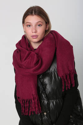 Remsa - Tasseled Bouclé Scarf Shawl 40x210 cm 1257 Burgundy (1)