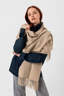 Remsa - Tasseled Bouclé Scarf Shawl 40x210 cm 1257 Mink