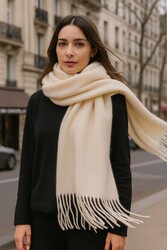 Remsa - Tasseled Boucle Scarf Shawl 45X200 cm 1285 Beige