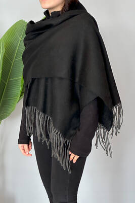 Remsa - Tasseled Boucle Scarf Shawl 45X200 cm 1285 Black (1)