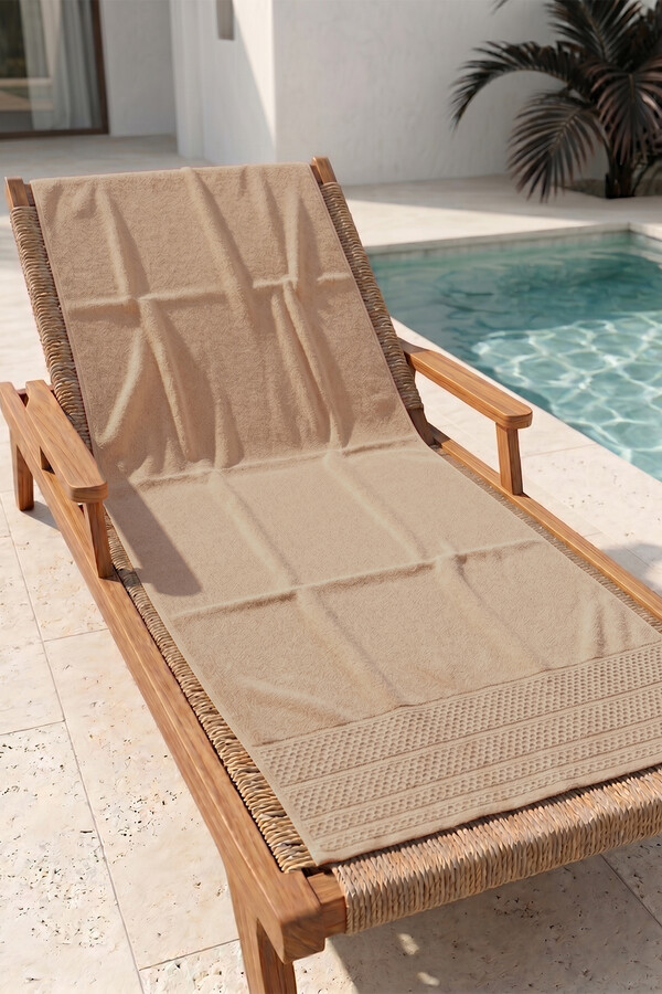 Taupe Cotton Beach Pool Bath Towel - Thumbnail