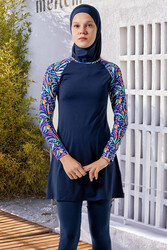 Maresiva - Teen Lycra Full Cover Modest Swimsuit Set 2901 in Navy Blue