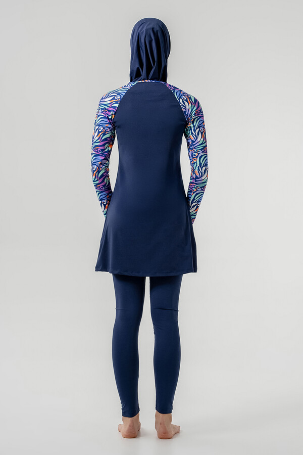 Teen Lycra Full Cover Modest Swimsuit Set 2901 in Navy Blue - Thumbnail