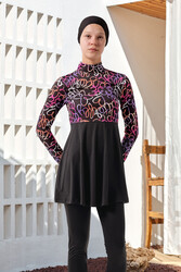 Maresiva - Teen Lycra Full Cover Modest Swimsuit Set 2902 Black