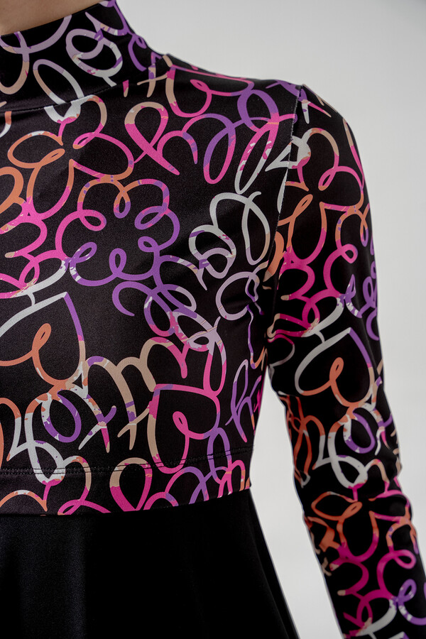 Teen Lycra Full Cover Modest Swimsuit Set 2902 Black - Thumbnail