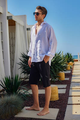 Remsa Mayo - Ters Fermuar Erkek Şort Mayo RKS-08 Siyah (1)