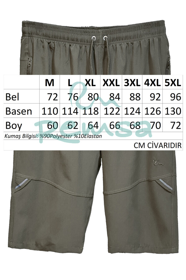 Ters Zipper Shorts Swimwear RKS-08 Khaki - Thumbnail