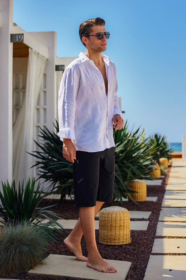 Ters Zipper Swim Shorts RKS-08 Black - Thumbnail