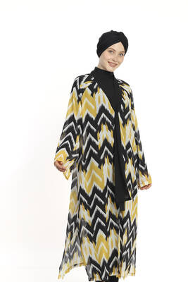 Haliç Mayo - Tesettür Mayo Üzerine Tek Kaftan Pareo 6314 Sarı (1)