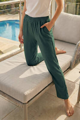 Remsa - Textured Viscose Lounge Pants in Green | Remsa Mayo