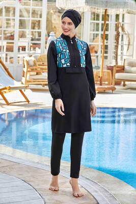 Maresiva - The Black Full Coverage Burkini Martina 8260 Maresiva - The Black Full Coverage Burkini Martina 8260