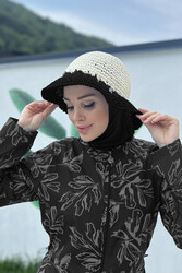 Remsa - The Hand-Knitted Straw Hat RŞ-102 Beige Black