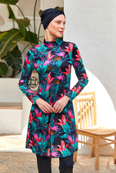 Rozamay - Floral Print Full-Cover Swimwear Set