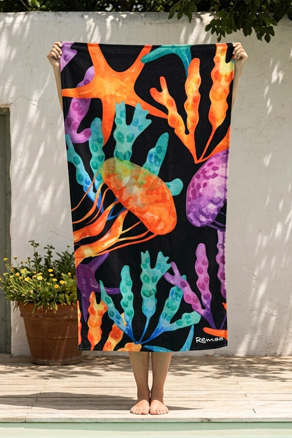 Tropical Print Beach Towel - Thumbnail