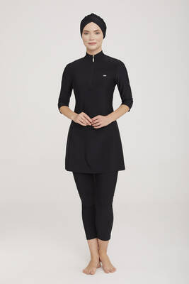 Remsa - Truvakar Sleeve Capris Half Covered Hijab Swimsuit Anda 3400 Black Remsa Swimwear (1) Remsa - Truvakar Sleeve Capris Half Covered Hijab Swimsuit Anda 3400 Black Remsa Swimwear (1)