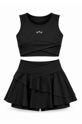 Haliç Mayo - Two-Piece Swimsuit Set with Zero-Sleeve Top and Skirted Bottom (1)