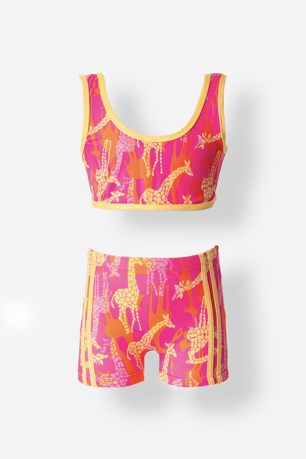 Two-Piece Swimwear Set with Sleeveless Top and Shorts - Thumbnail