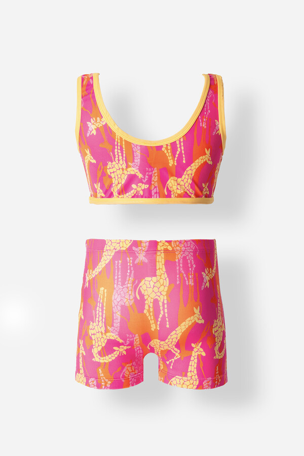 Two-Piece Swimwear Set with Sleeveless Top and Shorts - Thumbnail