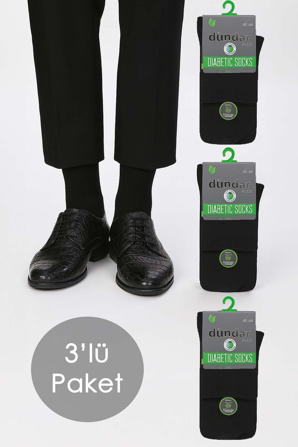 Remsa - Unisex 40-44 Bambu Çorap Dündar Şeker Çorabı Dikişsiz 3'lÜ Paket 5985 Siyah