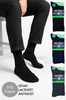 Remsa - Unisex 40-44 Bambu Çorap Dündar Şeker Çorabı Dikişsiz 3'lÜ Paket 6982 Siyah-Lacivert-Antrasit