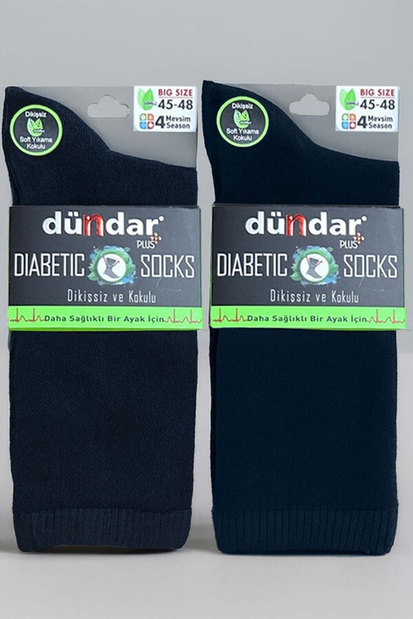 Remsa - Unisex Büyük Numara 45-48 Bambu Çorap Dündar Şeker Çorabı 2'li Paket 4636 Lacivert (1)