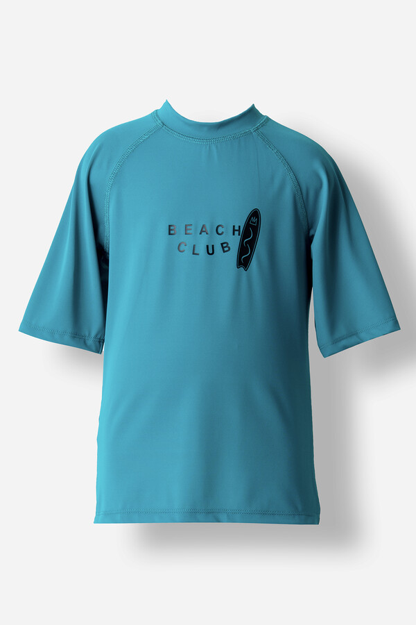 UPF 50+ Kids' Short Sleeve Swim Top in Green | Model 5273 - Thumbnail