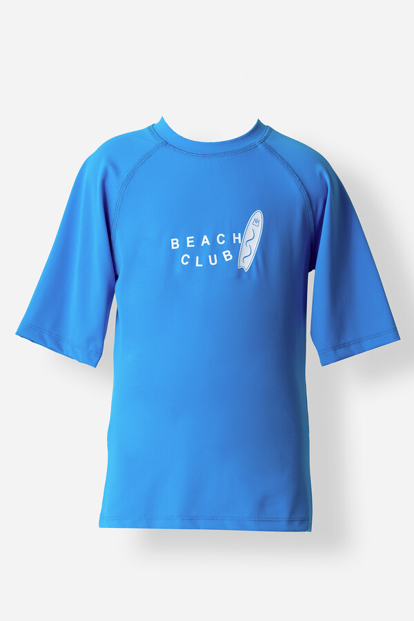 UPF 50+ Kids' Short Sleeve Swim Top for Boys in Blue | Model 5273 - Thumbnail