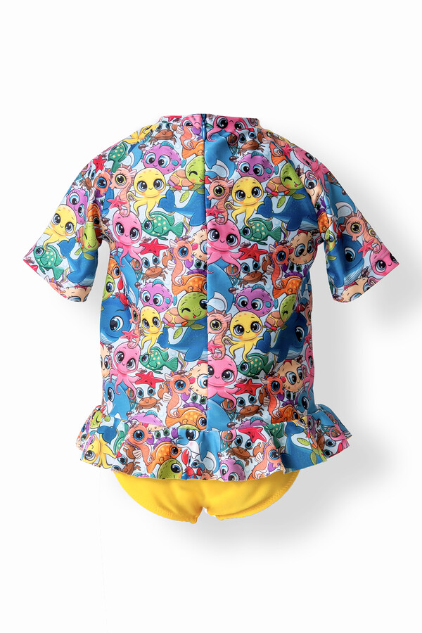 UPF 50+ Long Sleeve Patterned Swim Set for Girls - Thumbnail