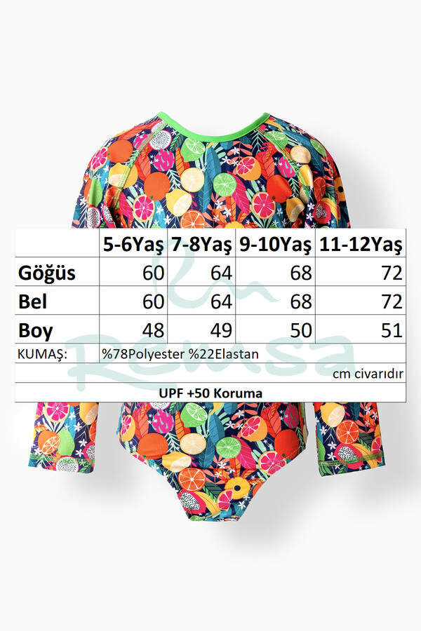 UPF 50+ Long Sleeve Short Swimwear Set for Girls, Green - Thumbnail