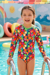 Neopy - UPF 50+ Long Sleeve Short Swimwear Set for Girls, Green