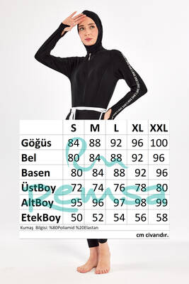 UV Korumalı 3 Farklı Şekilde Giyilebilir Likralı Etekli Tesettür Mayo 1109 Siyah02 · 4
