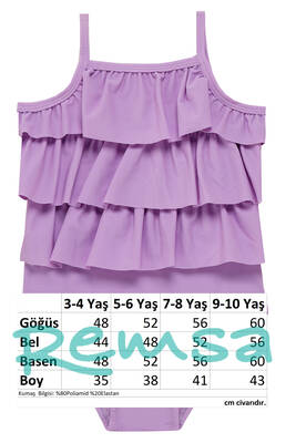 UV Korumalı Askılı Mayo Kız Bebek Yüzücü Mayo 5108 Lila · 4