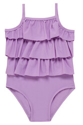 Adasea - UV Korumalı Askılı Mayo Kız Bebek Yüzücü Mayo 5108 Lila