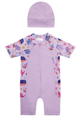 Adasea - UV Korumalı Kısa Kollu Tulum Bebek Çocuk Yüzücü Mayo 1910 Lila Adasea - UV Korumalı Kısa Kollu Tulum Bebek Çocuk Yüzücü Mayo 1910 Lila