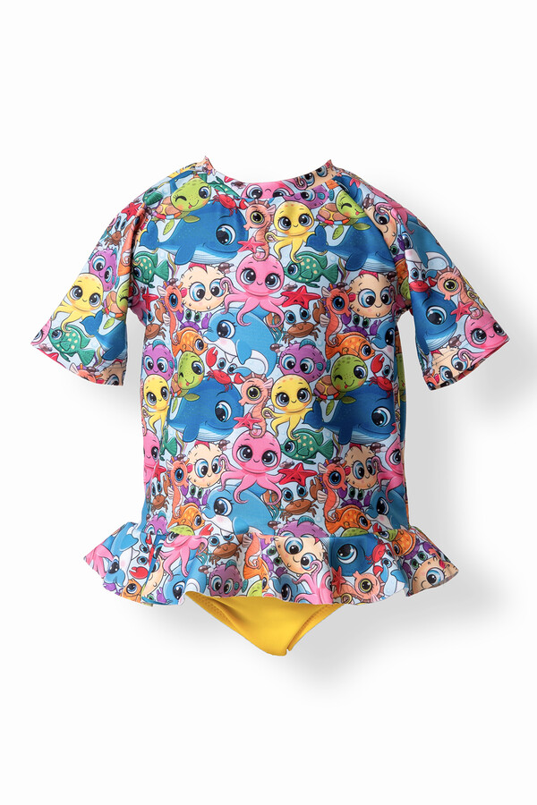 Neopy - UV Korumalı Kız Çocuk Bebek Uzun Kollu Üst Etek Takım 5103 Mavi