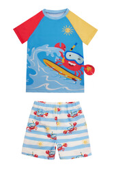Neopy - UV Protected Crab Print Swim Set for Kids 5239 Blue