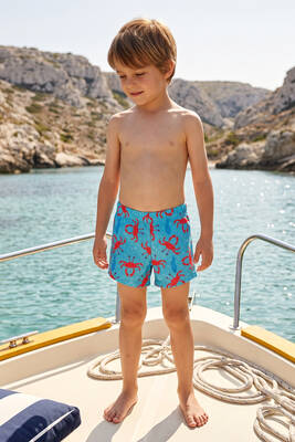 Neopy - UV Protected Elastic Waist Swim Shorts for Boys 5250 Crab Blue (1)