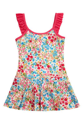 Neopy - UV Protected Floral Print Dress Swimsuit for Girls 5224 White