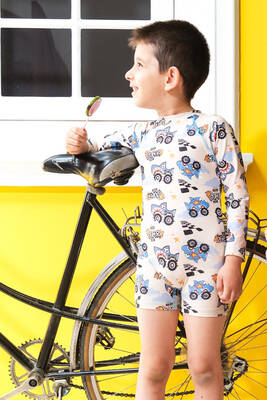 Remsa - UV Protected Long Sleeve Swim Short Set for Kids C94 Aras Trak