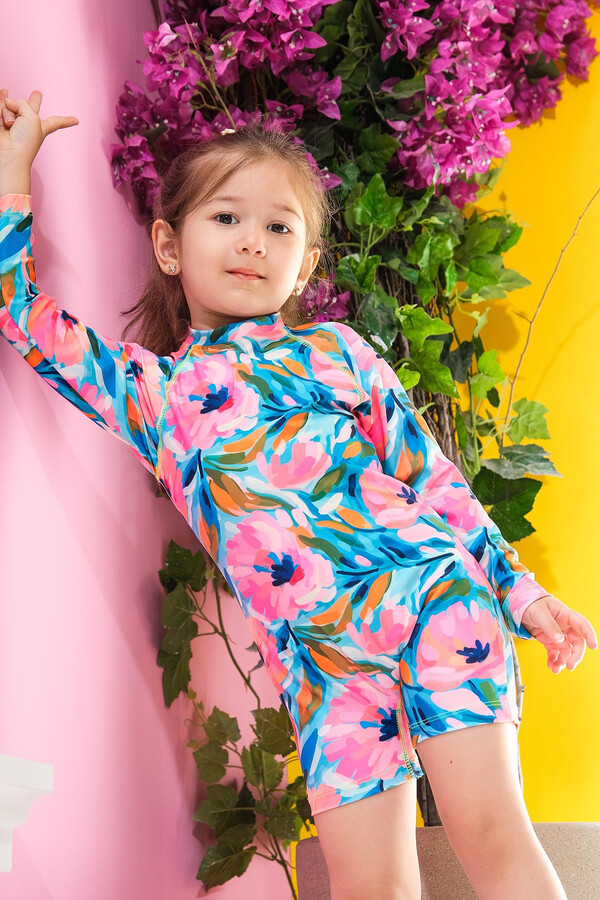 Remsa UV Protected Long Sleeve Swim Short Set for Kids C94 Aras Bahce - Thumbnail