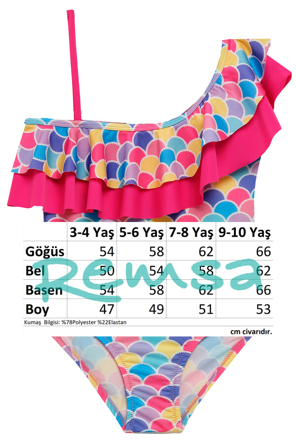 UV Protected One-Shoulder Swimsuit for Girls in Pink - Thumbnail