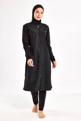 Adasea - UV Protected Plus Size Long Full Coverage Modest Swimsuit 1302 Black (1) Adasea - UV Protected Plus Size Long Full Coverage Modest Swimsuit 1302 Black (1)