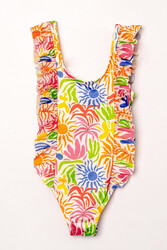 Neopy - UV Protected Ruffled Strap Girls' Swimsuit 5569 Orange