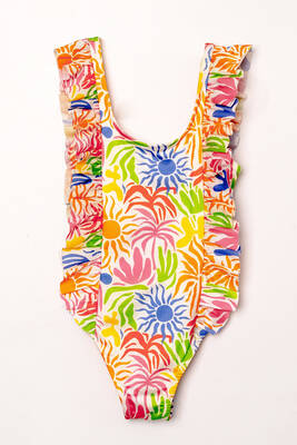 Neopy - UV Protected Ruffled Strap Girls' Swimsuit 5569 Orange Neopy - UV Protected Ruffled Strap Girls' Swimsuit 5569 Orange