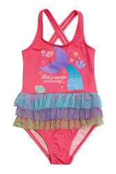 Neopy - UV Protected Ruffled Tulle Girls' Swimsuit 5217 Fuchsia