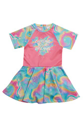 Neopy - UV Protected Short Sleeve Dress Swimsuit for Girls 5228 Pink